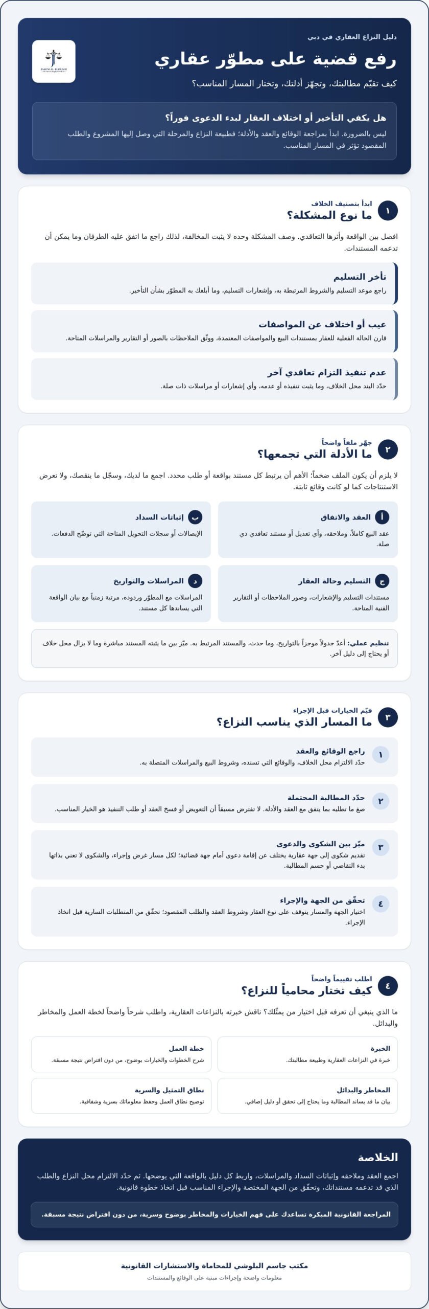 إجراءات رفع قضية على مطور عقاري في دبي: دليل عملي للمستثمر