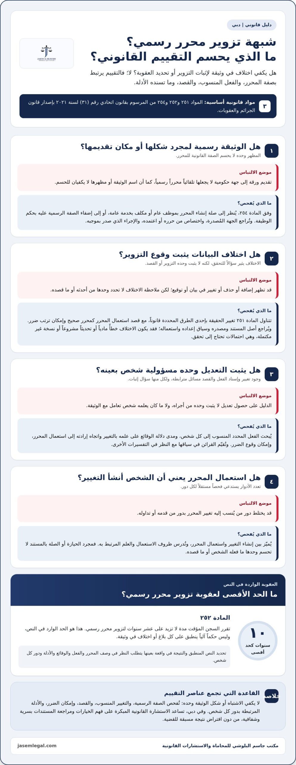 عقوبة تزوير محرر رسمي في القانون الإماراتي: الأحكام والإجراءات
